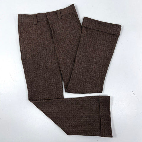 Vintage 70s Farah Men's Brown Herringbone Cuffed Trousers Made USA