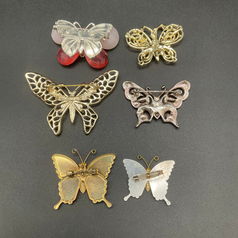 Vintage Sarah Coventry & Costume Jewelry Butterfly Brooches Lot of 6 Enamel