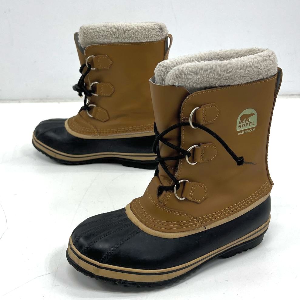Sorel Youth 1964 Pac Strap Waterproof Winter Snow Boots Tan Black Womens Size 7