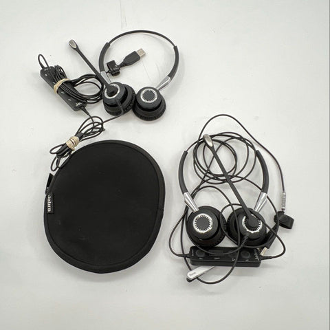 Jabra Biz 2300 USB Wired On-Ear Headset Lot of 2 With Case Tested Works