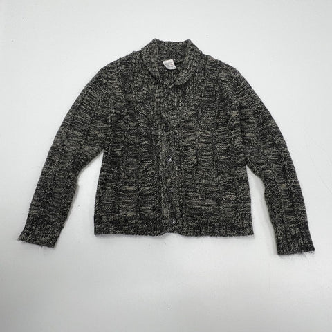 Vintage 80s Fashioned by Jove Black Gray Chunky Knit Cardigan Sweater Women's M