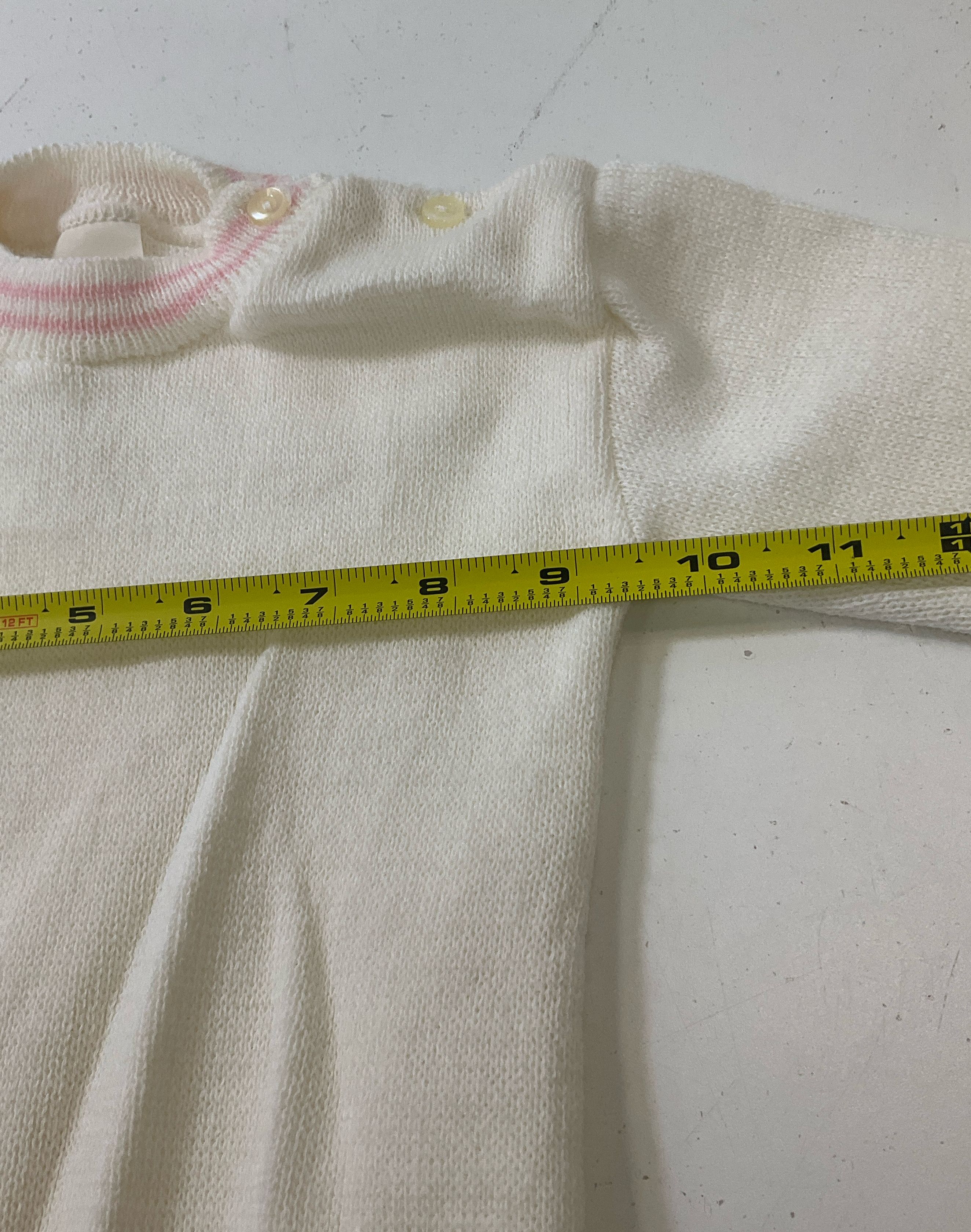 Levanon Knits White & Pink 2 Piece Sweater & Overalls Set 24 Months Vintage NWT