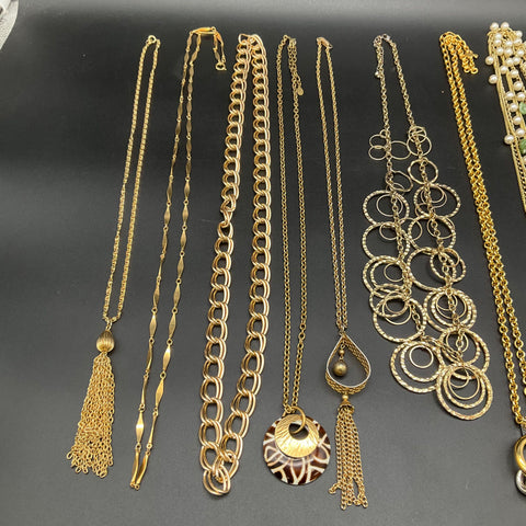 Coach & Baer SF Fashion Jewelry Necklaces Lot 8 Gold Silver Tone Tassel Pendants