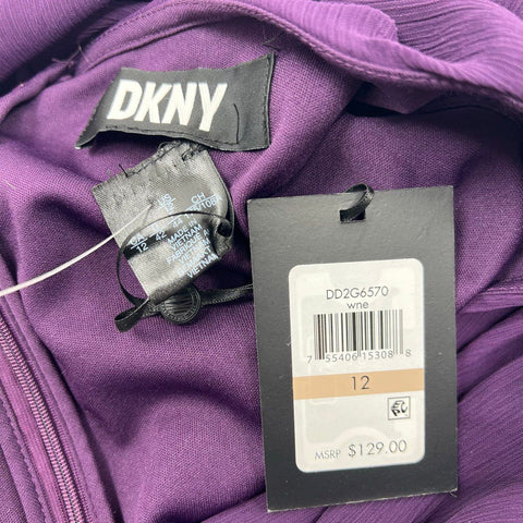 DKNY Women's Purple Chiffon V-Neck High Low Wrap Dress NWT Size 12