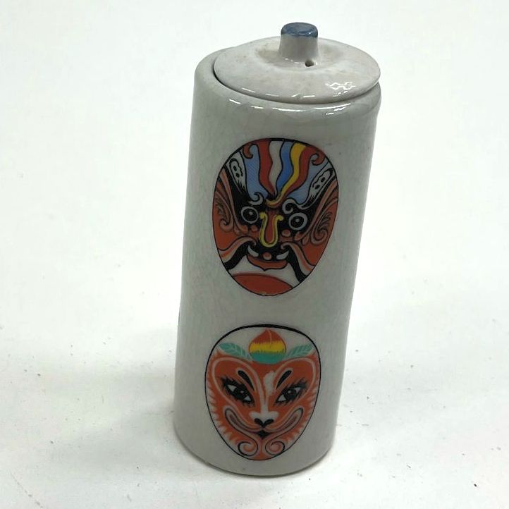 Decorative Collectible Painted Chinese Style Brush Pen Holder Vase With Lid