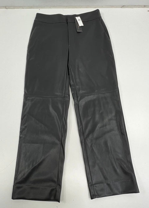 Banana Republic Lot 2 Black Taupe Vegan Leather Straight Pants Womens 10 NWT