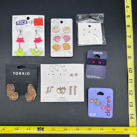 Claire's Torrid Time & Tru Fashion Earrings Jewelry Lot 50+ Pairs Hoops Studs