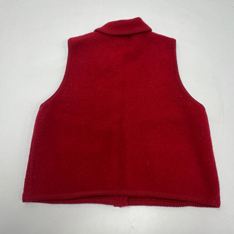 Vintage 90s Woolrich Women's Red Boiled Wool Leaf Button Sweater Vest Size M
