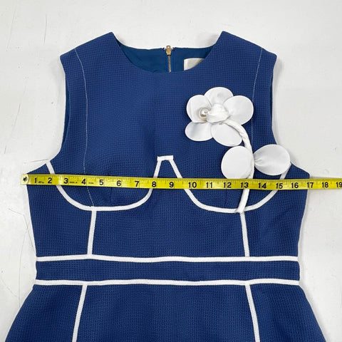 Karat Boutique Women's Navy Blue White Floral Applique Sheath Dress Size L