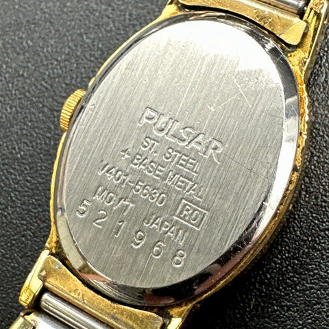 Vintage Pulsar Womens Watch Lot of 5 Gold Tone Quartz Bracelet Stretch Bands