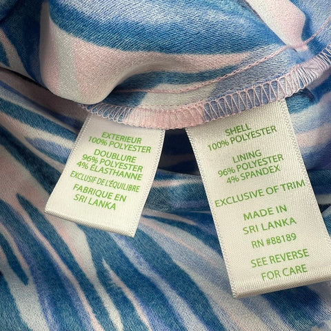 Lilly Pulitzer Donna Romper Blue Pink Palm Leaf Print Sleeveless Jumpsuit Size