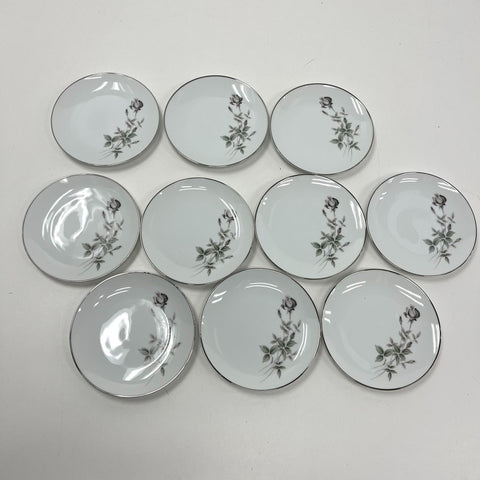 Noritake Janette 6604 Bread & Butter Plates 10pc Set Platinum Trim Vintage