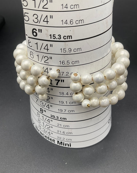 Vintage Mid-Century Faux Pearl 4-Strand Necklace & Wrap Bracelet Demi Parure