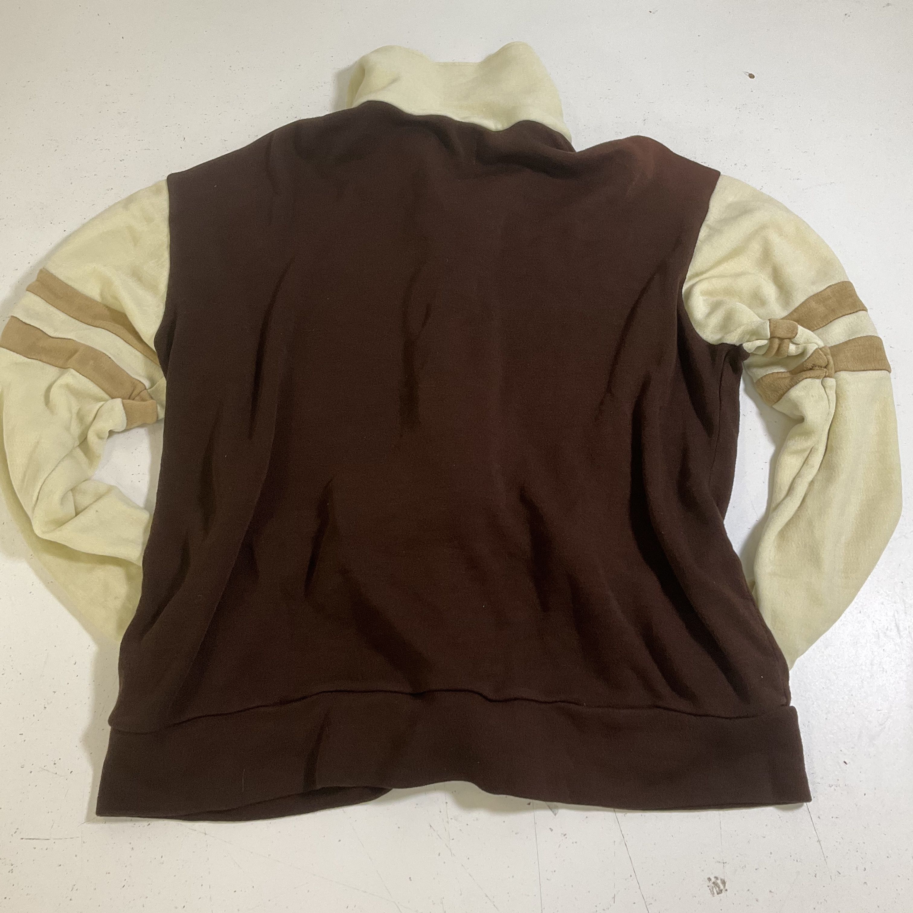 Vintage 70s Cranbrook Mens Brown Full Zip Track Jacket Colorblock Striped
