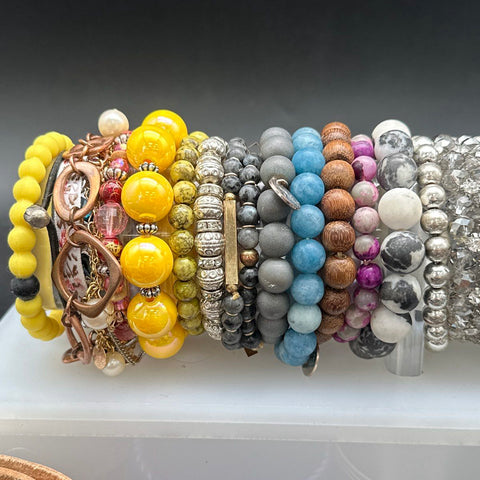 Mixed Fashion Bracelet Lot Motivational Beaded Bangle Costume Jewelry Lot of 45