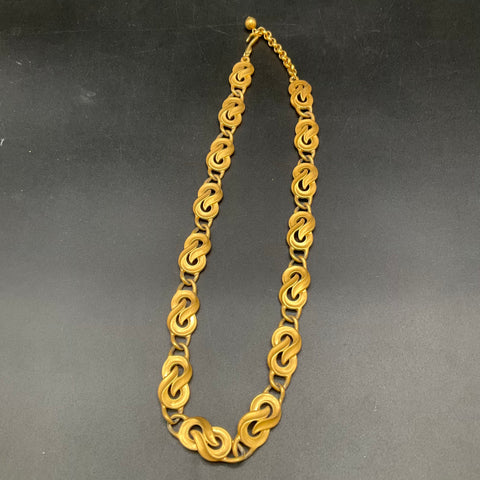 Vintage Napier Gold Tone Necklace Lot of 3 Geometric Leaf Ribbon Link Jewelry