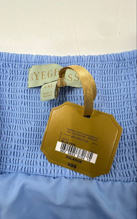 Ryegrass Women's Blue Peri Smocked Back Side Slit V-Neck Dress NWT Sz XXL