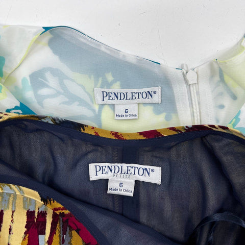 Pendleton Women's Dress Lot Sz 6 6P Floral Cotton Silk Abstract Cotton Spandex