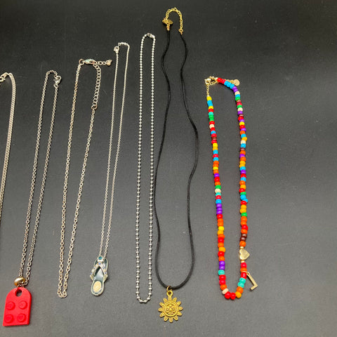 Fashion Costume Jewelry Lot 11 Necklaces LEGO Claires Robot Sun Puzzle J Charm