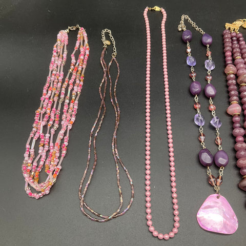Costume Jewelry Lot of 8 Necklaces Beaded Multi-strand Shell Pendant Fashion