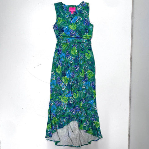 Lilly Pulitzer Women's Hollie Green Tropical Print Hi-Low Maxi Dress Sz XS