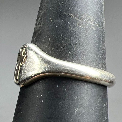 925 Sterling Silver 14K Gold Accent Cross Ring Size 7 3.1g