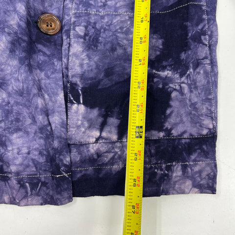 Amadi Purple Tie-Dye Linen Blend Double Breasted Blazer Jacket Women's XS NWT
