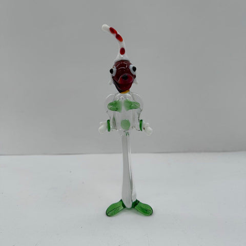 Vintage Art Glass Clown Figurine Hand Blown Multi-Color Murano Style 7 Inch