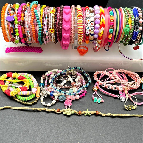 Kids Colorful Beaded Jewelry Lot of 50 Heishi Loom Band Sanrio Juicy Style
