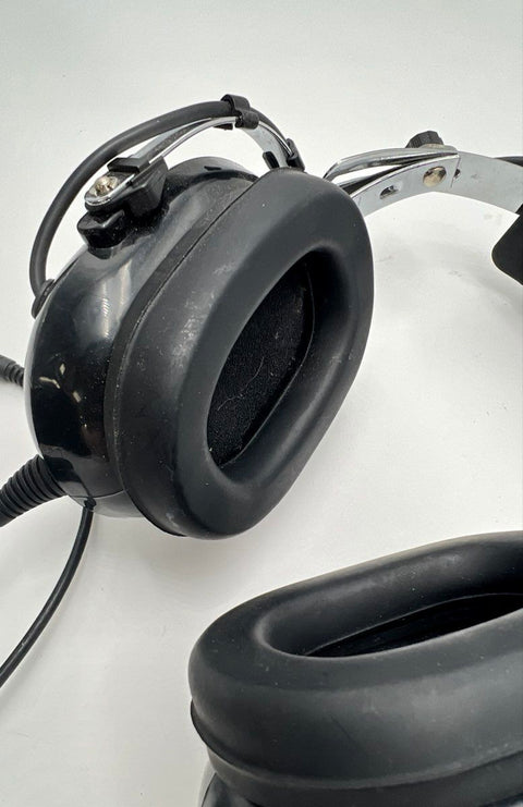 Vintage Track Scan Racing Scanner Headphones Wired Coiled Cable Tested Working