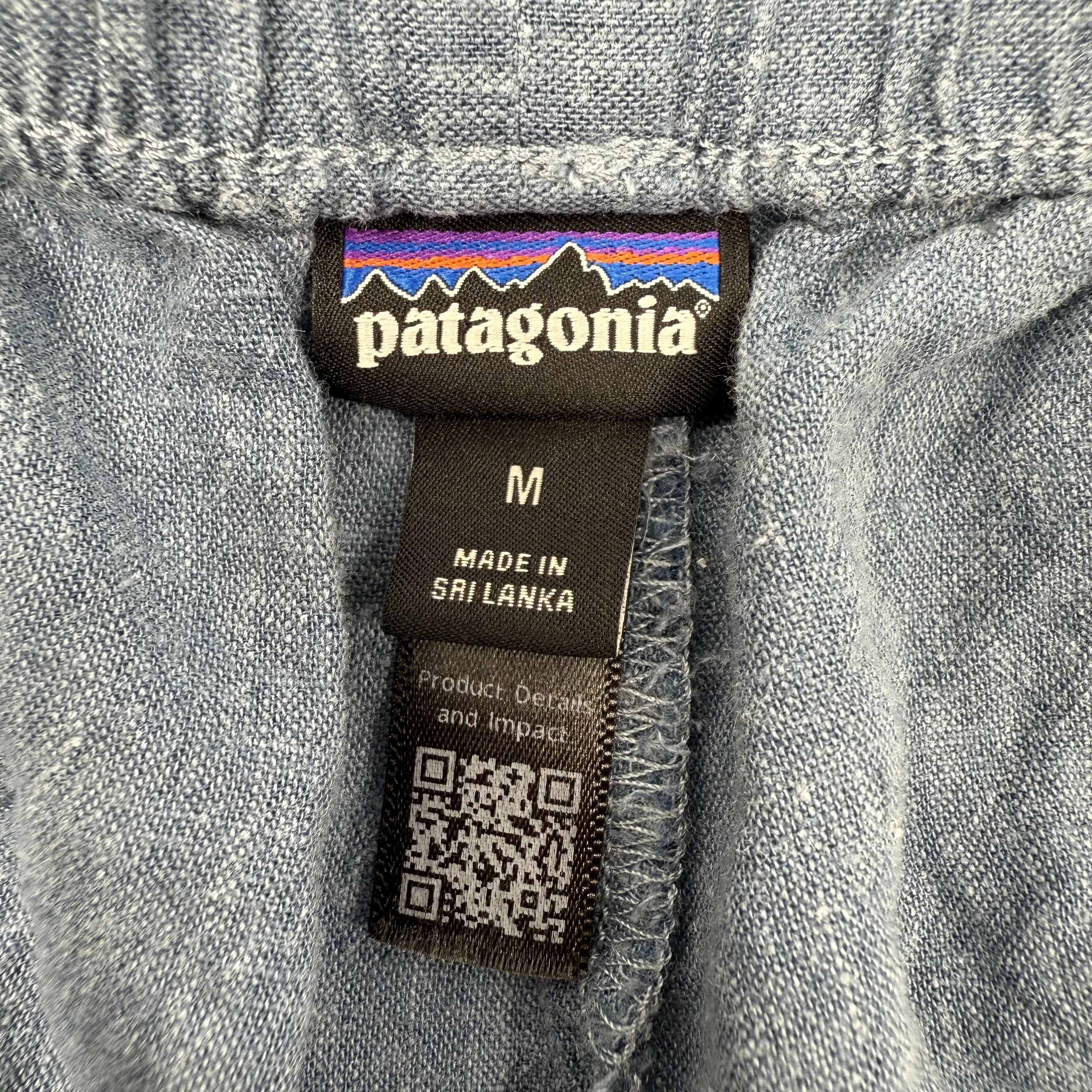 Patagonia Blue Chambray Hazy Dazy Hemp Blend Pull On Shorts Women's M