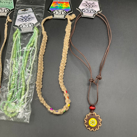 Killerbeads 5 Piece Jewelry Lot Hemp Leather Rune Glass Bead Pendants
