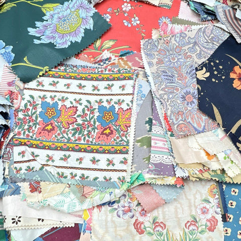 Vintage Fabric Quilt Squares Lot Mixed Cotton Patterns Floral Paisley 8 lbs