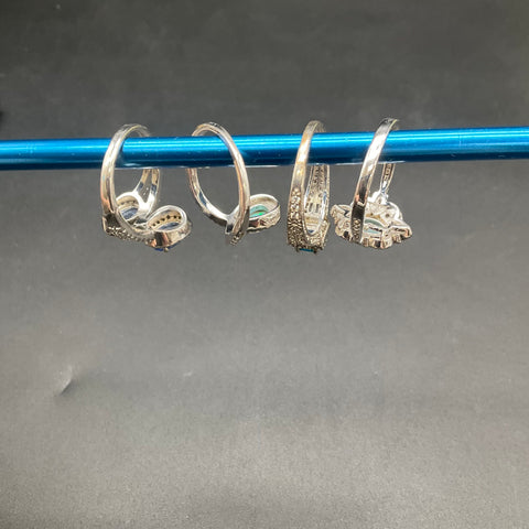 Ring Bomb Party Costume Jewelry Lot 4 Rings Silver Tone Sizes 8-9