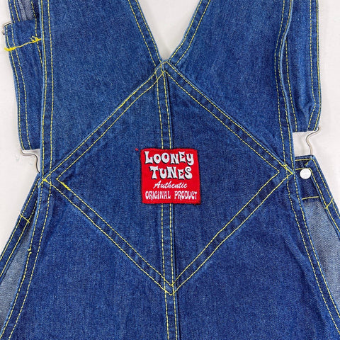 Vintage 90s Looney Tunes Tweety Bird Denim Overalls Shorts Sz 18/20W