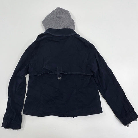 Hei Hei Women's Layered Look Hooded Peacoat Jacket Black Sz S