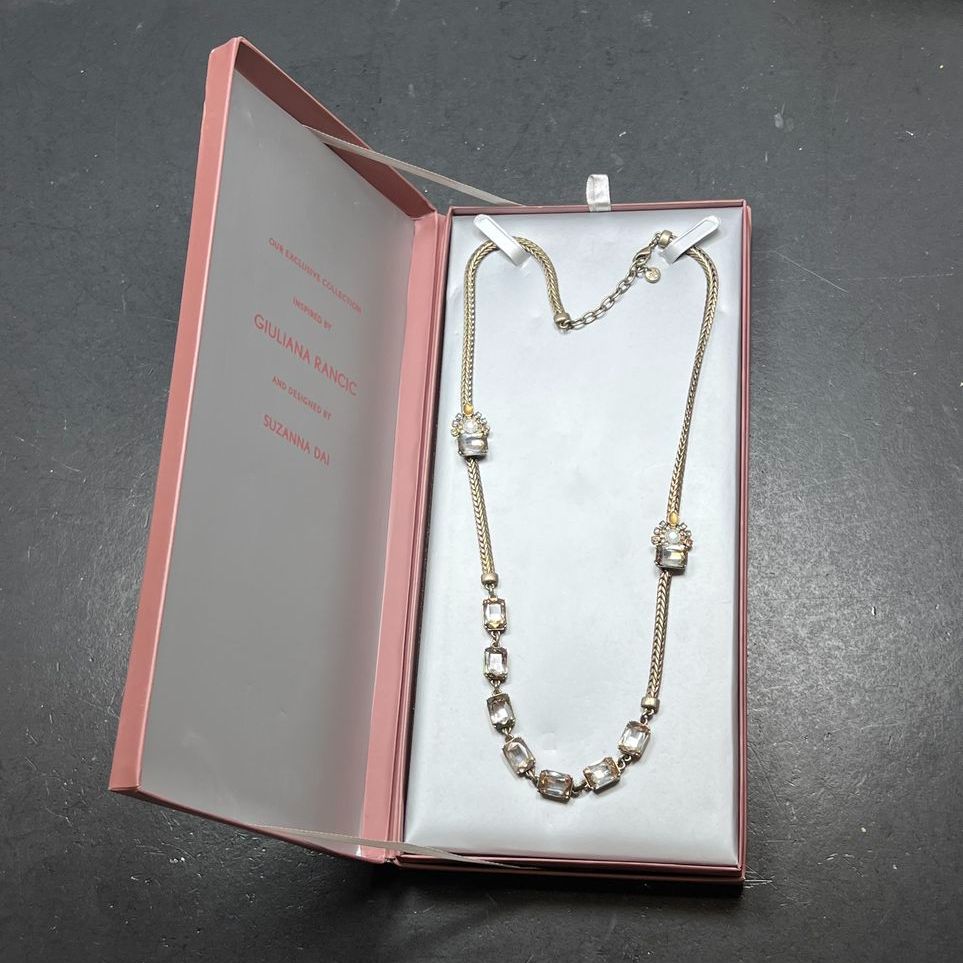 LOFT Guiliana Rancic Suzanna Dai Gold Tone Crystal Statement Necklace In Box