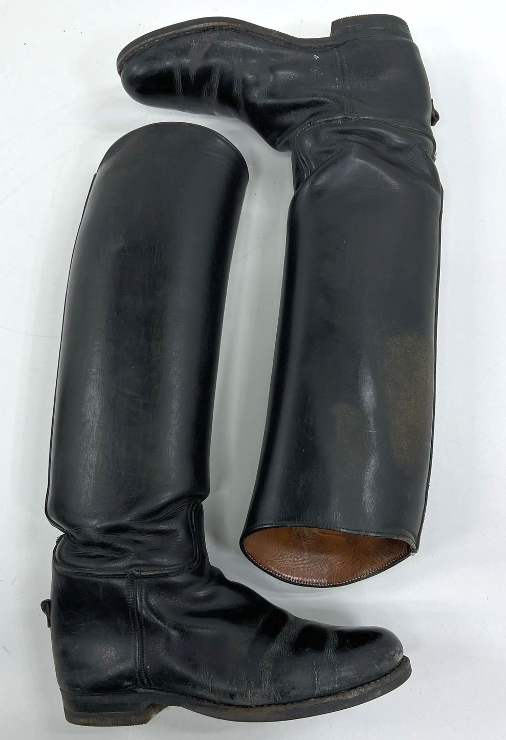 LB Vibram Black Leather Boots In Blue Sherpa Lined Travel Bag