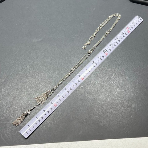 Brighton Silver Plate Faux Pearl Tassel Necklace
