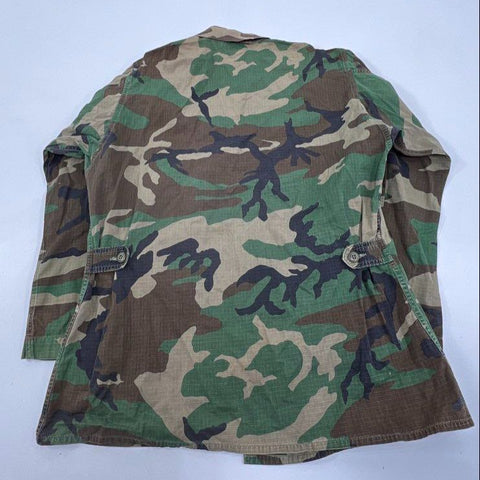 Vintage Military Woodland Camo Ripstop BDU Combat Jacket Shirt Men's Large Long