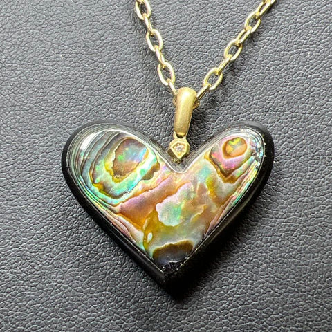 Kendra Scott Abalone Heart Pendant Gold tone Necklace 13.52g