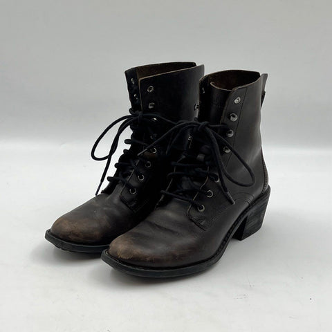 Woolrich Adaline WW5250-010 Dark Brown Leather Lace Up Heeled Boots Size 7