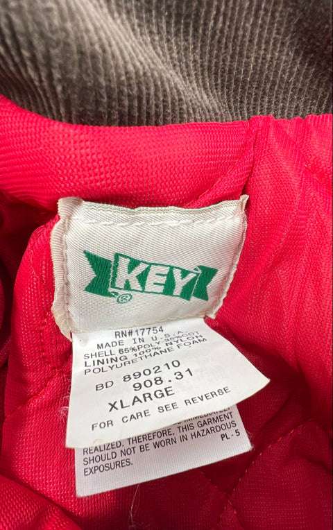 Vintage 80s KEY Quilt Lined Duck Canvas Workwear Coveralls Made in USA Sz XL