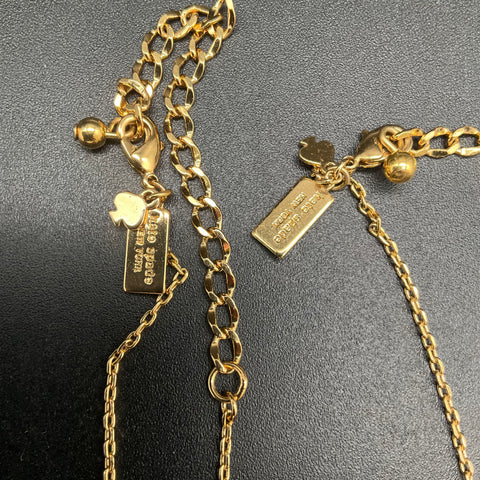 Kate Spade Gold Tone Lot of 2 Necklaces Spark Envy True Blue Bar Pendants