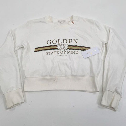 Spiritual Gangster Cream Golden State Crop Crewneck Sweatshirt Women's S NWT