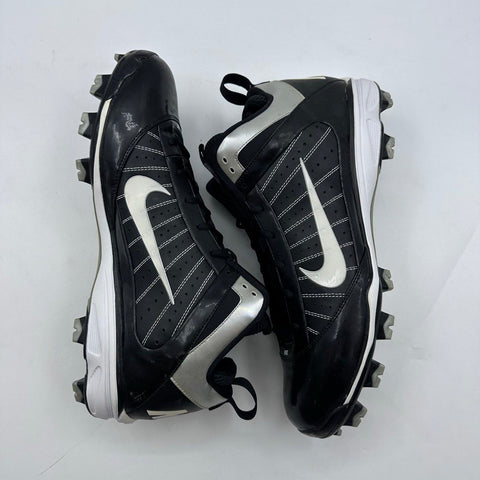 Nike Power Channel Baseball Cleats Black White Metallic Silver Size 15
