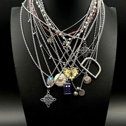 Costume Jewelry Lot 20+ Necklaces Vintage to Modern Dr Who TARDIS Celtic Heart
