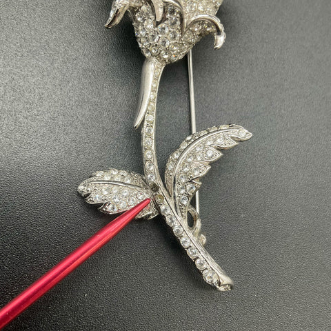 Nolan Miller Vintage Rhinestone Rose Brooch and Circular Pendant Lot