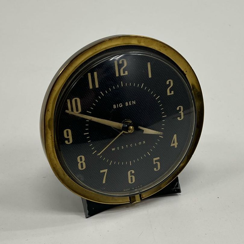 Vintage Collectible Westclox Big Ben Wind Up Table Desk Clock Black & Gold Tone