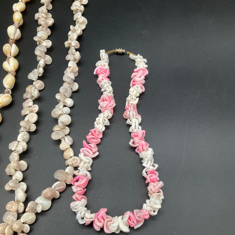 Natural Shell & Seed Boho Beach Necklace Lot of 7 Puka Cowrie Hawaiian Style